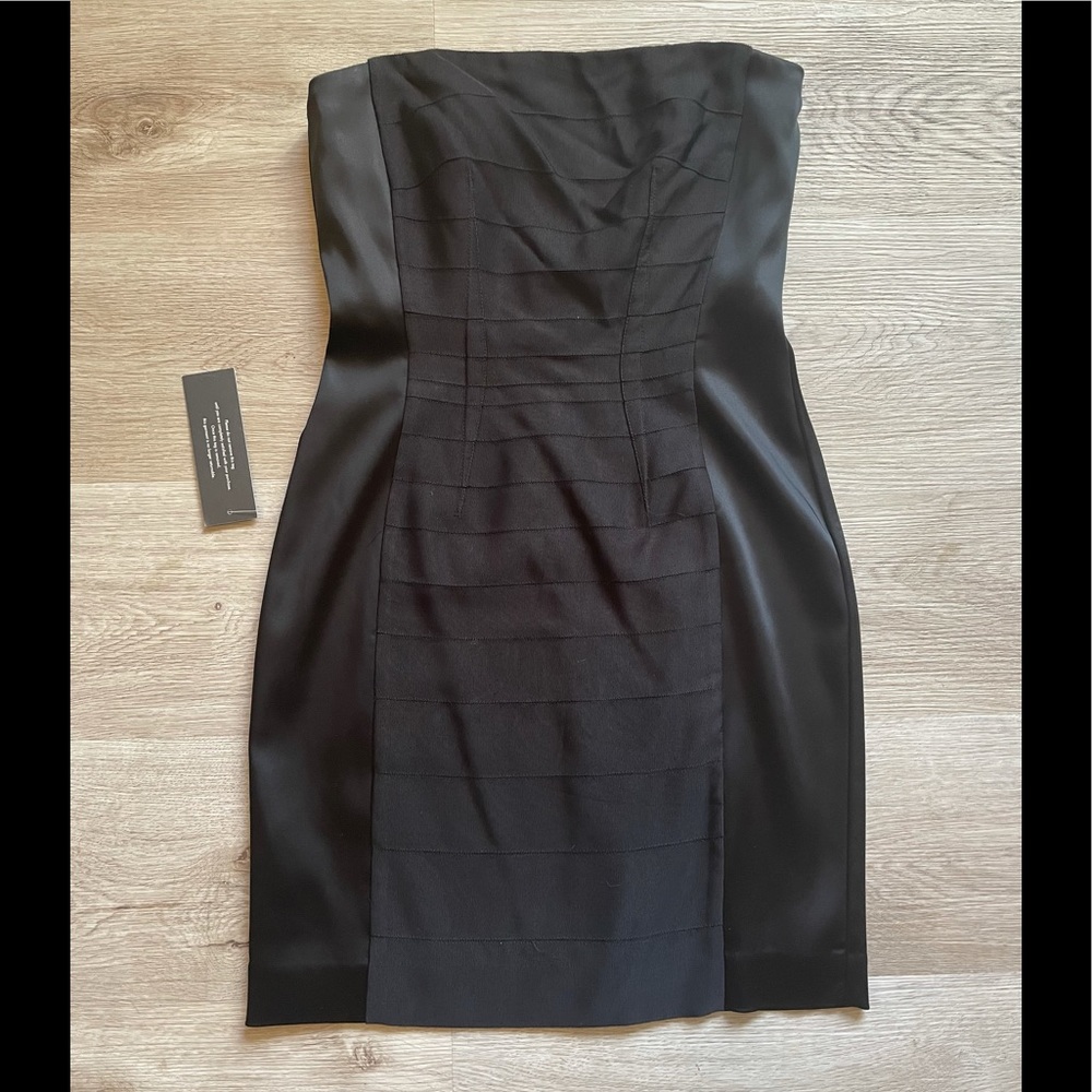 NWT Ann Taylor Grosgrain Satin Tuxedo Boning Panel Strapless Cocktail dress 0P